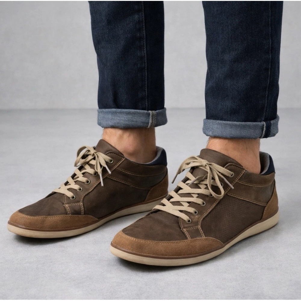 GOTCHA Mens Hybrid Sneaker Shoes Lace Up Two Tone Brown Size 10 Suede Toe & Heel